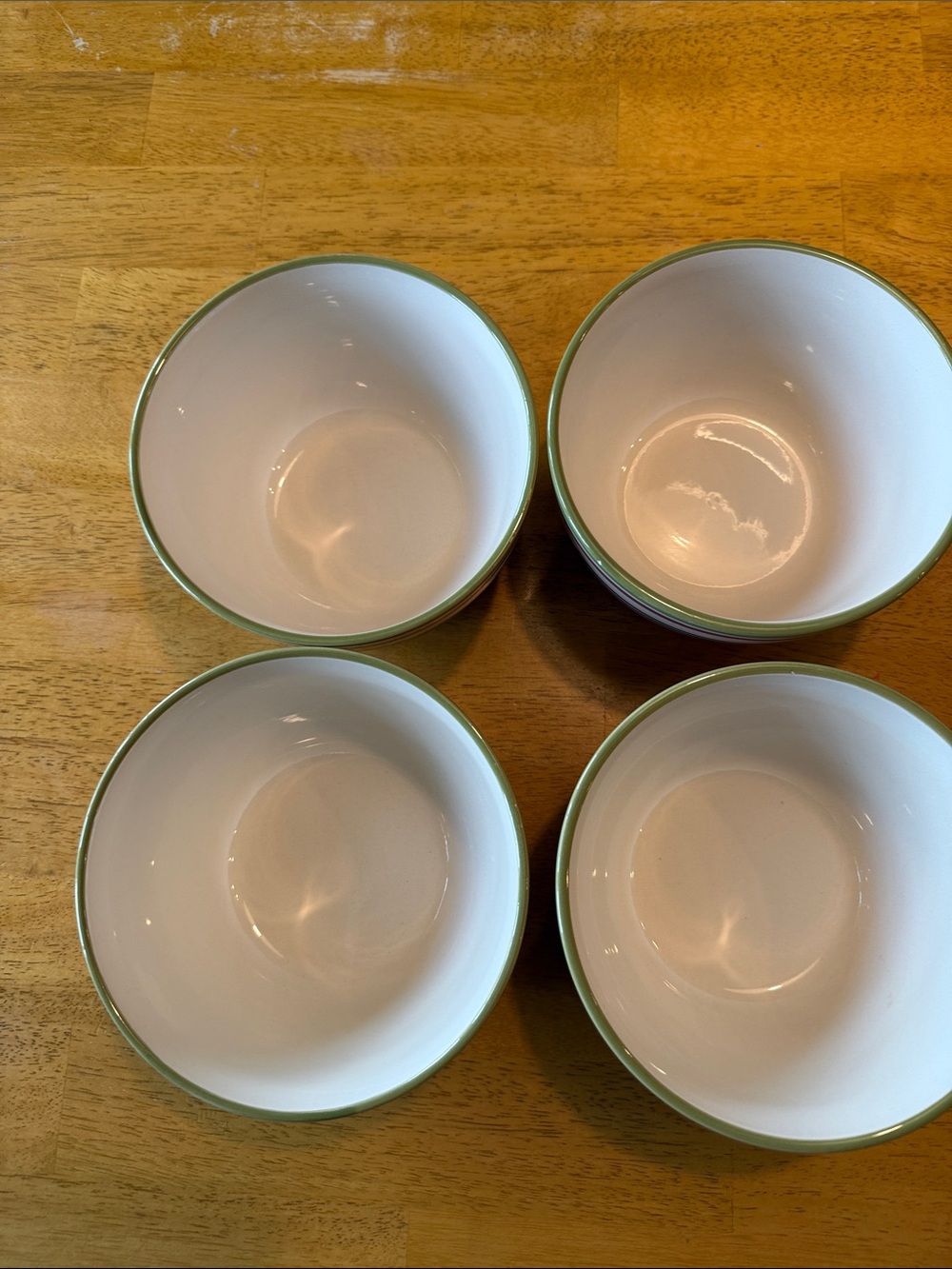 Set of 4 Gallery Striped Ceramic Bowls in Red, Orange, Blue, Green and Cream - Picture 2 of 4